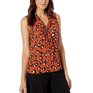 Tahari Asl Petite Cheetah-Print Sailor Blouse